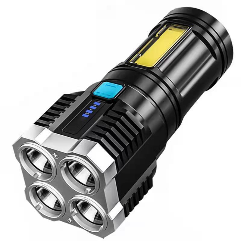 Outdoor Rechargeable 4 LED Flash Lamp Multifunctional Tactical Torch Strong lighting Flashlight For Outdoor Camping