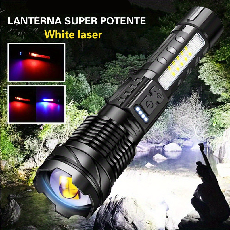 high lumens Multipurpose Brightest Portable cob lantern led tactical laser pointer zoom flashlight rechargeable torch light