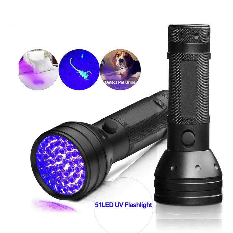 Waterproof Portable Aluminum Blacklight with AA Battery 395nm Ultraviolet Flashlight Keychain LED UV Torch for Pet Stain Marker