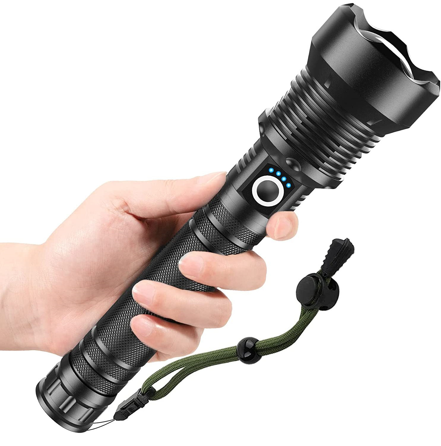 Powerful Lumens Waterproof Flash Torch Light USB Rechargeable Super Bright LED XHP70 Tactical Torchlight Flashlight With Zoom