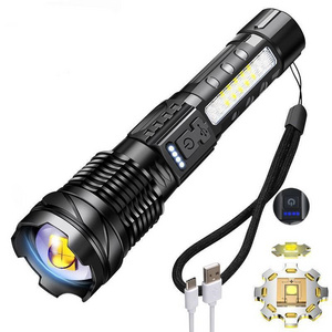 high lumens Multipurpose Brightest Portable cob lantern led tactical laser pointer zoom flashlight rechargeable torch light