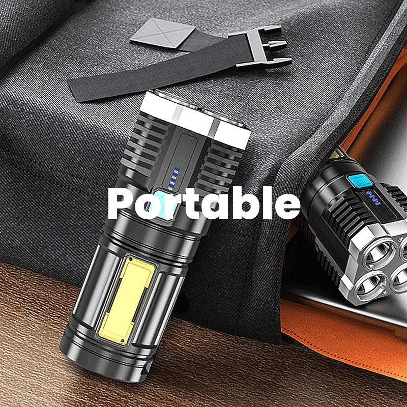 Outdoor Rechargeable 4 LED Flash Lamp Multifunctional Tactical Torch Strong lighting Flashlight For Outdoor Camping