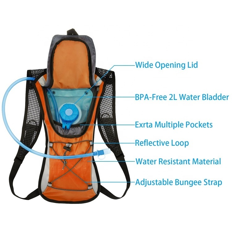 Factory Wholesale Custom Logo Low Moq Mountain Sport Cycling Running Hydration Backpack With 2L Water Bladder