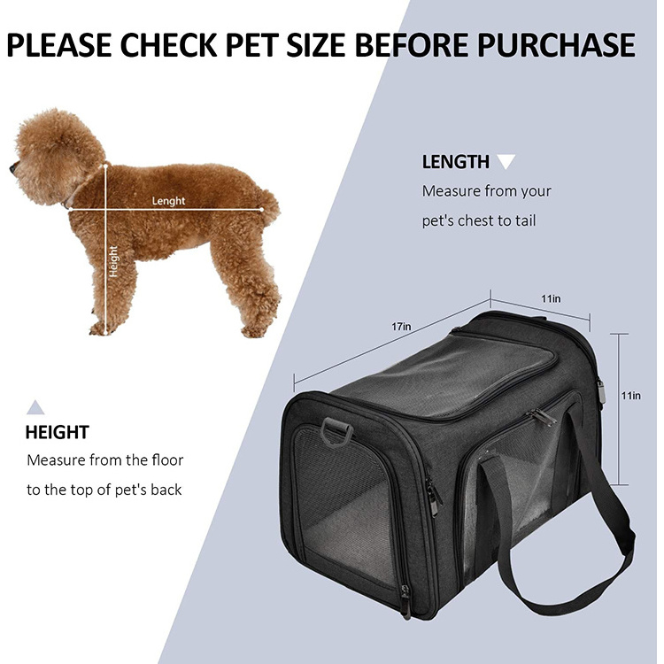 Portable rpet breathable large capacity cat dog food carrier pet travel duffel bag with mesh