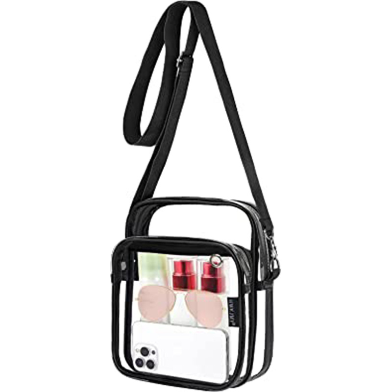 High Quality Custom Clear PVC Stadium Crossbody Shoulder Bag Waterproof Transparent Messenger Sling Bags With Adjustable Length