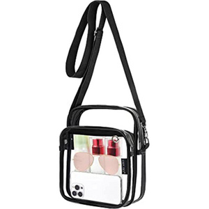 High Quality Custom Clear PVC Stadium Crossbody Shoulder Bag Waterproof Transparent Messenger Sling Bags With Adjustable Length