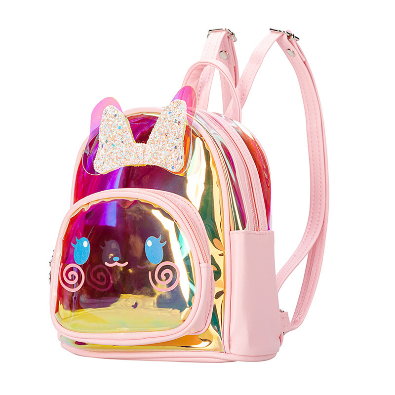 Rabbit cute cartoon mini backpack glitter transparent laser backpack for kid school bag