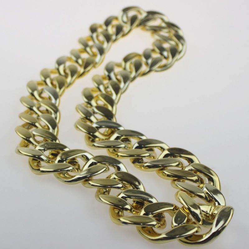 Large gold chain thick plastic plating buckle clothing accessories festival performance props exaggerated Unisex necklace