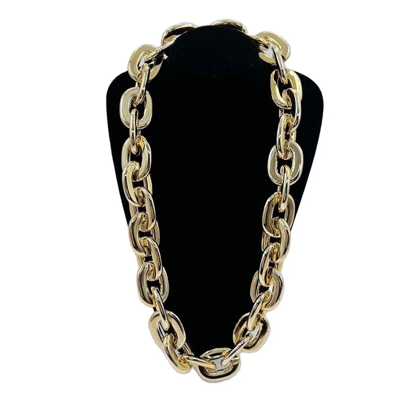 Wholesale/Customize large plastic gold necklace exaggerated hip-hop Cuban style thick chain Halloween Christmas party decoration