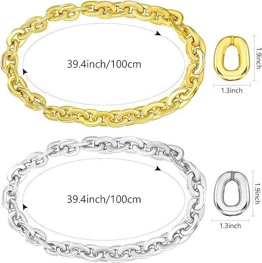 Jumbo Gold Chain Plastic Jumbo Necklace Big Chunky CCB Chains for Party Costume Accessory 39.4 Inch/100cm