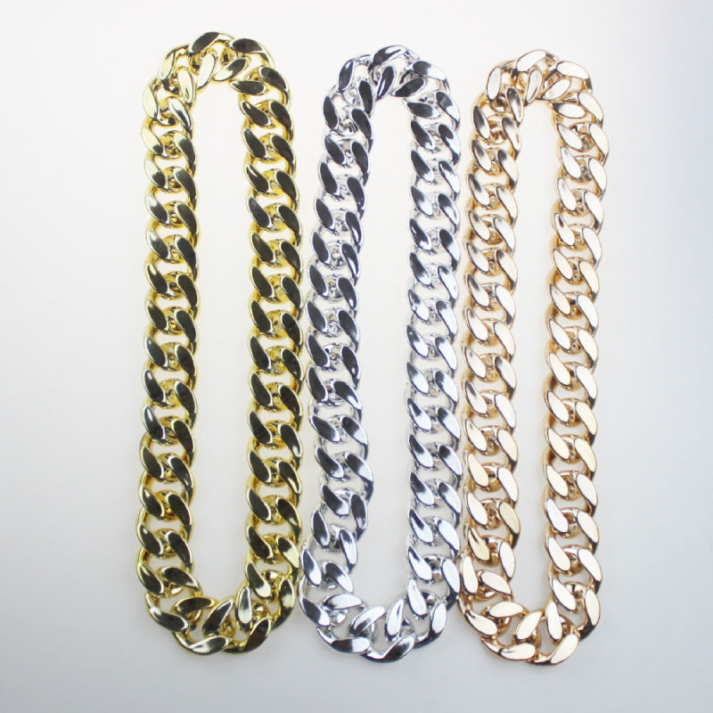 Large gold chain thick plastic plating buckle clothing accessories festival performance props exaggerated Unisex necklace