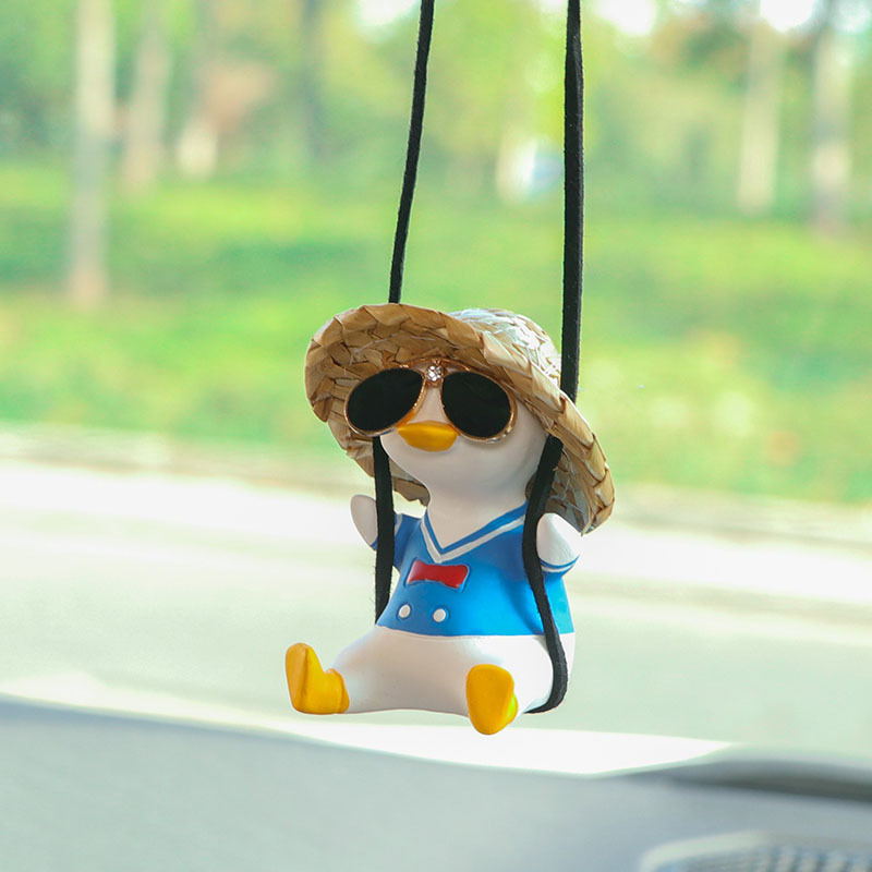 Swing Duck Car Pendant Rearview Mirror Cartoon Pendant Ladies Car Interior Accessories Woman Interior Decoration