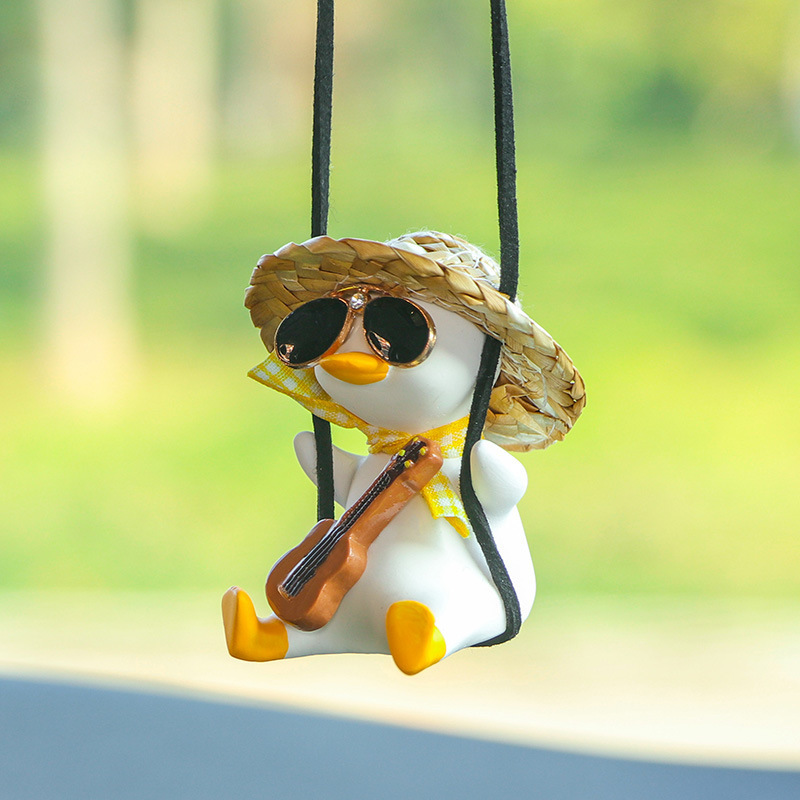 Swing Duck Car Pendant Rearview Mirror Cartoon Pendant Ladies Car Interior Accessories Woman Interior Decoration