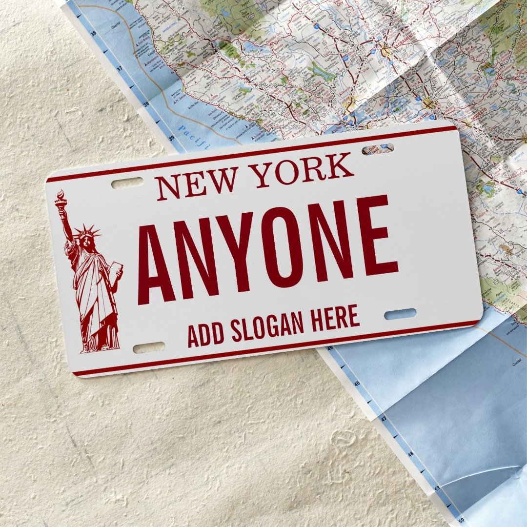 NEW YORK Embossed Tin Sign Magnet Metal Mini Aluminum License Plate With Magnet