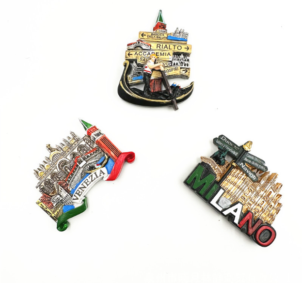 Venezia Italy Milan Cultural Creative Souvenirs Foreign City Scenery Shape Magnetic Stickers Coastal Style Refrigerator Magnets