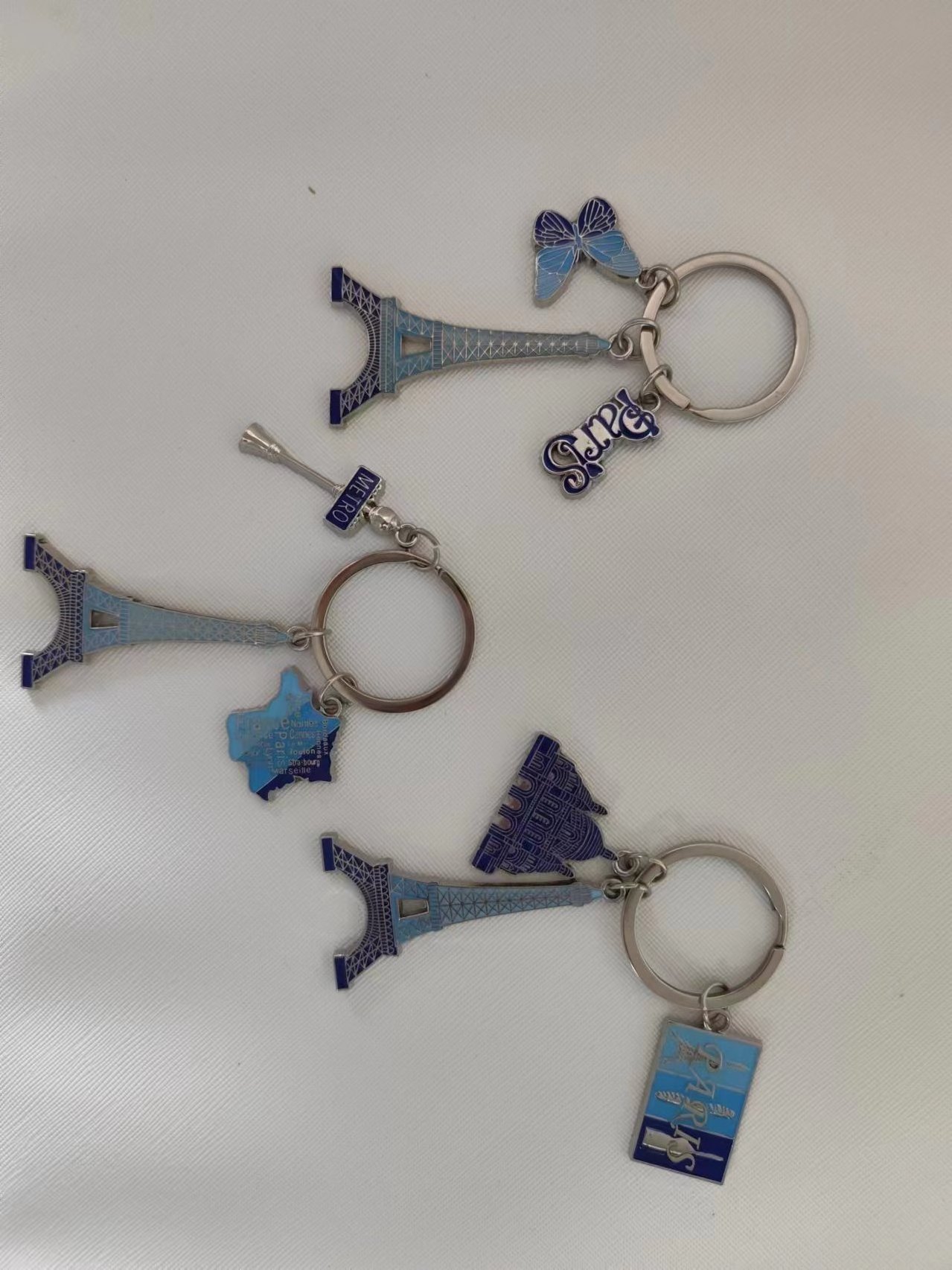 souvenirs Gift Keychain Paris keychain high quality eiffel tower three pendants customized your own logo