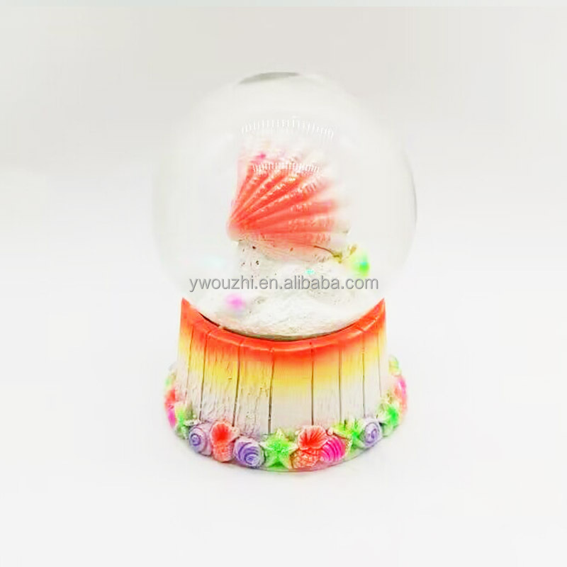 Famous Greece Tourist Souvenir Gifts Snow Ball Wholesale Barcelona Seaside Shell Snowglobe Glitter Polyresin Water Globe