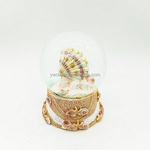 Famous Greece Tourist Souvenir Gifts Snow Ball Wholesale Barcelona Seaside Shell Snowglobe Glitter Polyresin Water Globe