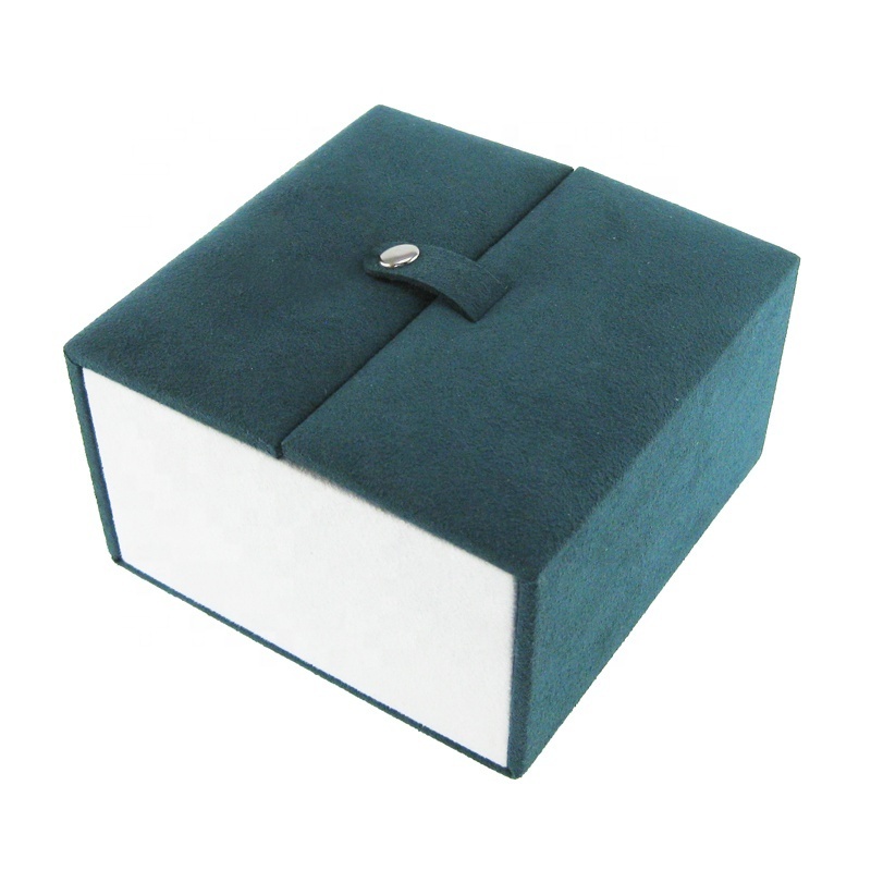 Luxury Design Suede Blue Velvet Two Door Wood Jewelry Packaging Box With Pillow Inside For Watch