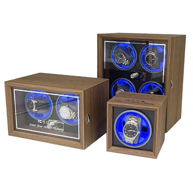 Luxury Walnut Wood Safe Men Watch Storage Box Automatic Silent Rotate Watch Winder