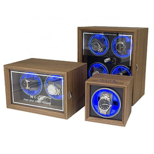 Luxury Walnut Wood Safe Men Watch Storage Box Automatic Silent Rotate Watch Winder