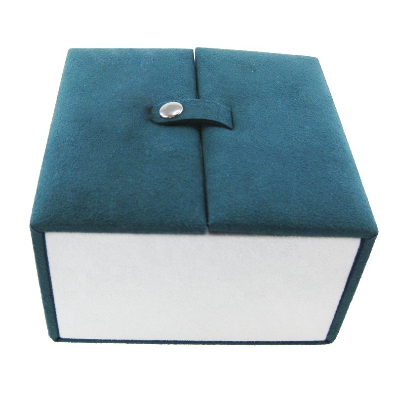 Luxury Design Suede Blue Velvet Two Door Wood Jewelry Packaging Box With Pillow Inside For Watch