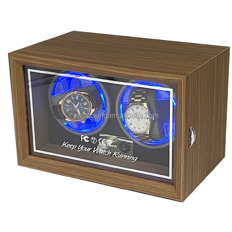 Luxury Walnut Wood Safe Men Watch Storage Box Automatic Silent Rotate Watch Winder