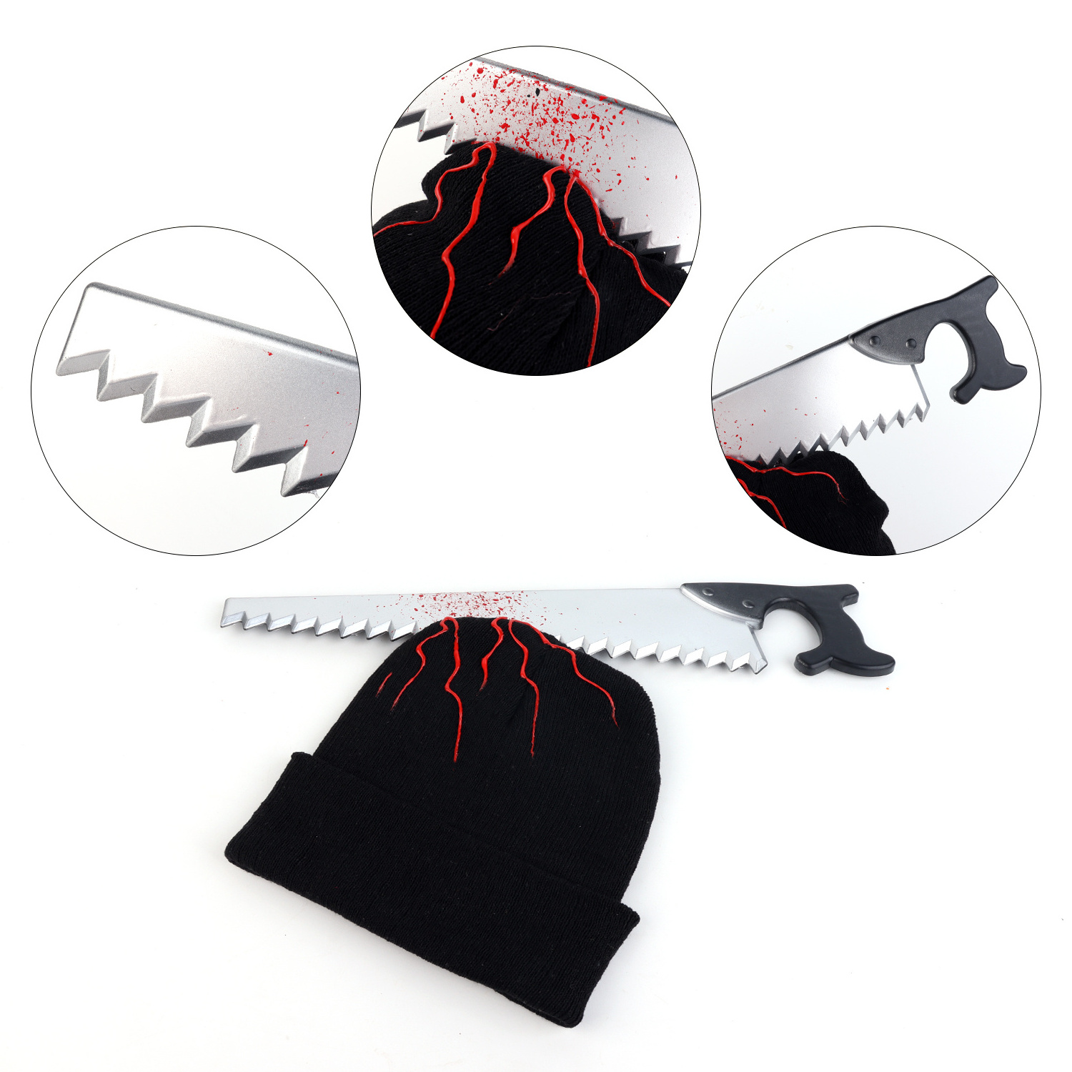 Pafu Halloween Zombie Scary Knife Hat Bloody Zombies Horror Costume Accessories Beanie Hat With Large Butcher Weapon