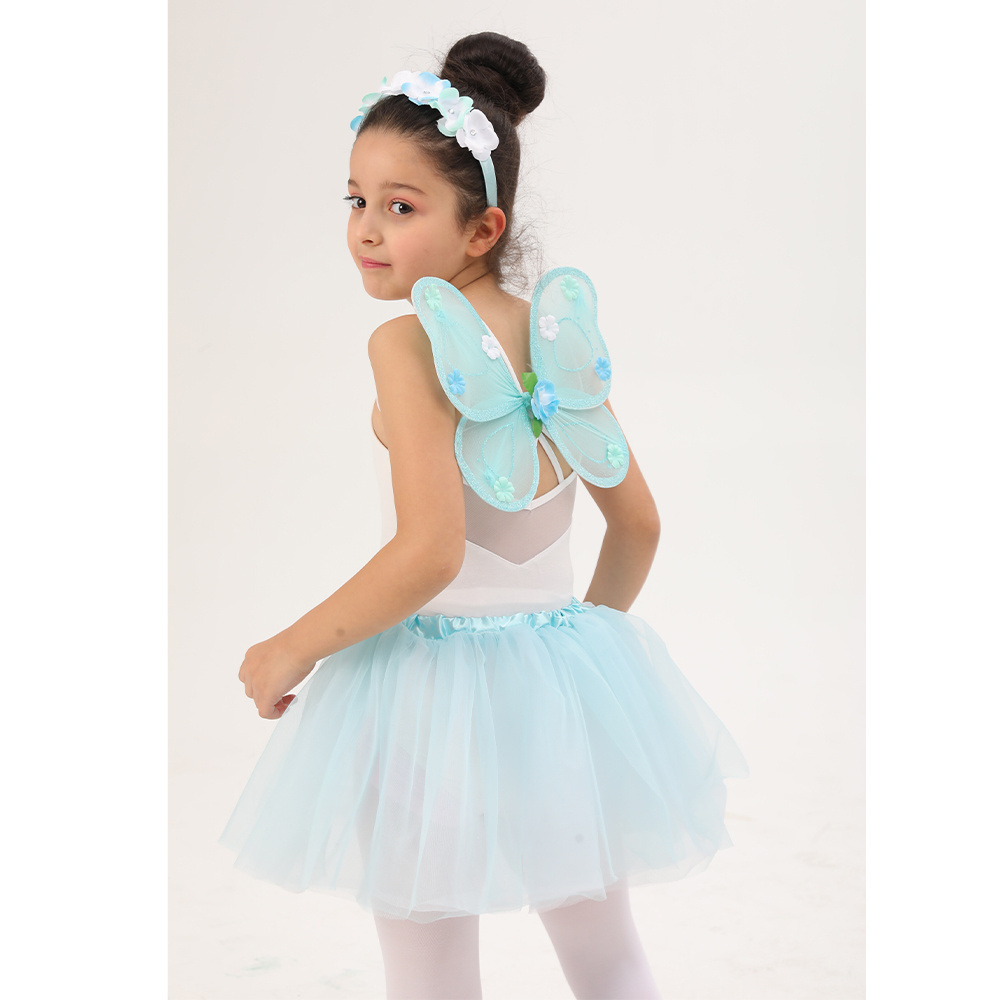 Pafu Dress Up By Design Kids Girl Halloween Clothes Pink Blue Hairbands with Flower Tutu Skirts Butterfly Wings