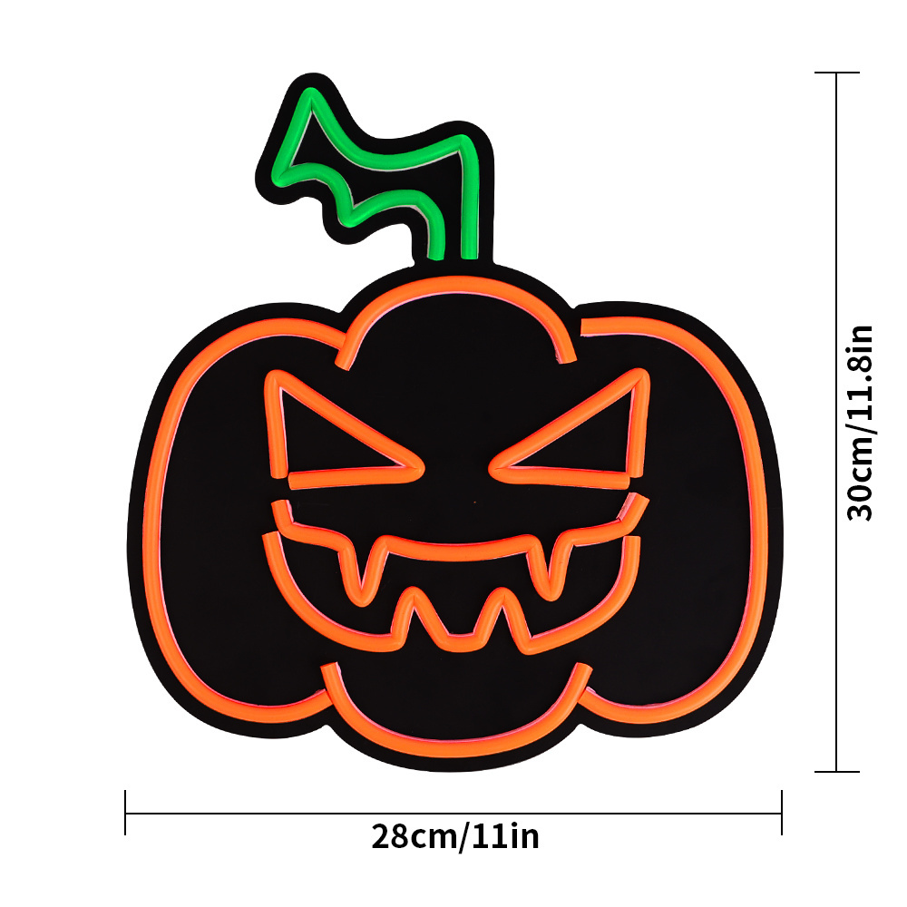 Pafu Halloween Wall Decor Halloween Yard Sign Halloween Pumpkin LED Neon Light