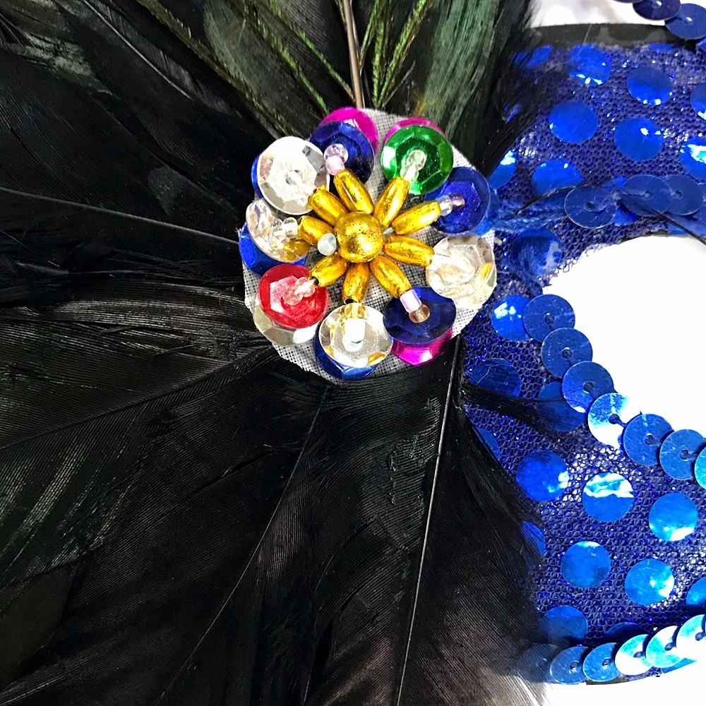 Masquerade Party Venetian Costume Artificial Peacock Feathers Confetti Half Face Mask