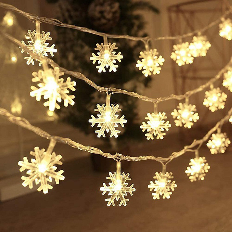 Christmas New Year Party Decoration 2 Meter 10 Lights Snowflake Lighting Christmas Ornament Snowflake LED String Lights