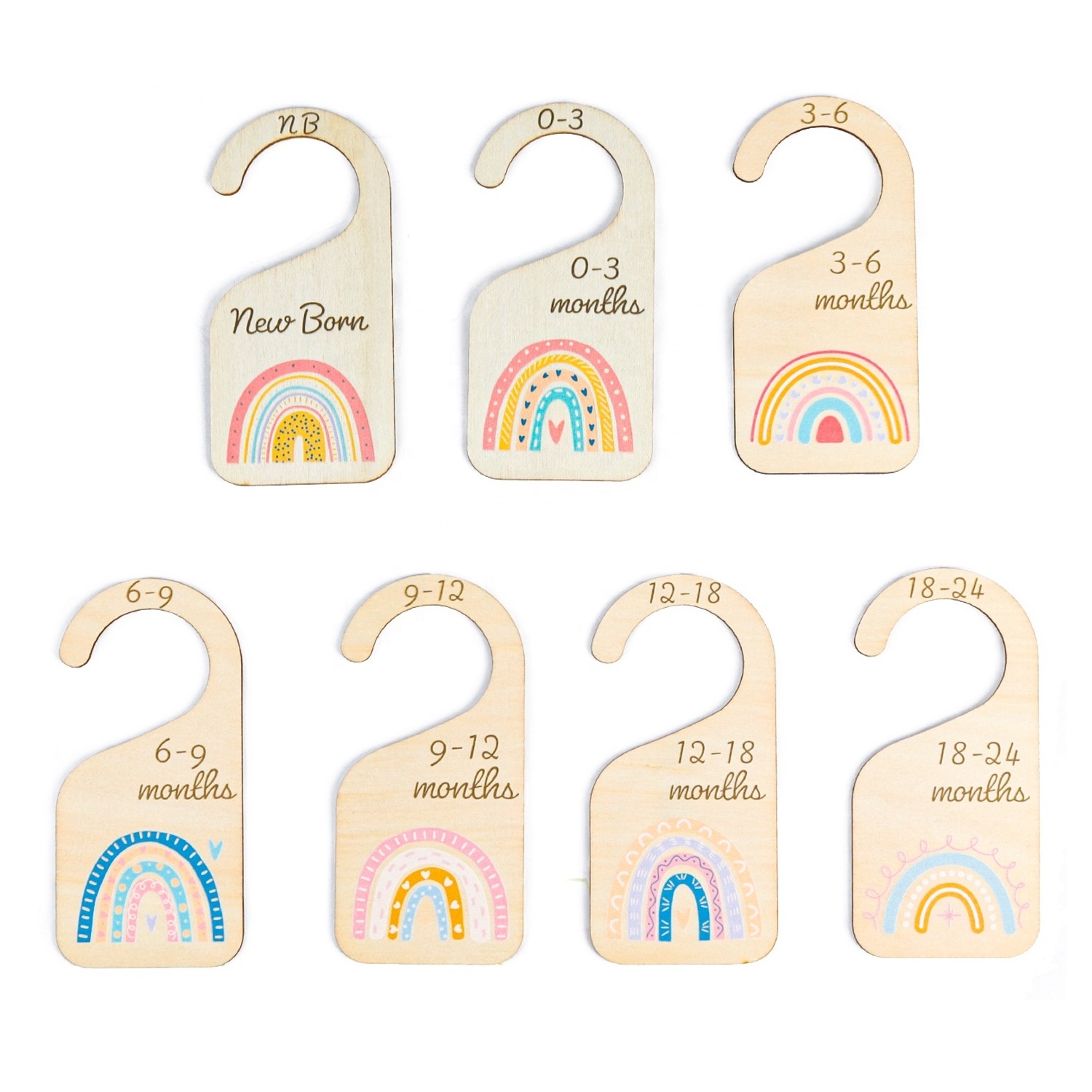 PAFU Nursery Decor Boho Rainbow Wooden Baby Wardrobe Closet Dividers Closet Organizer