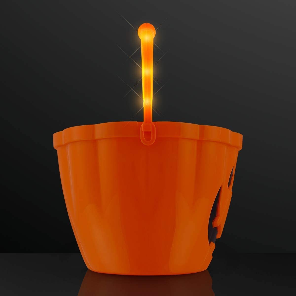 Pafu Halloween Party Decor Kids Jack O Lantern Trick or Treat Pail Light Up Halloween Pumpkin Bucket with Orange LED Handle