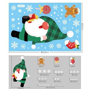 Christmas Snowman Moose Santa Claus Window Stickers Xmas Removable Decorative Window Stickers