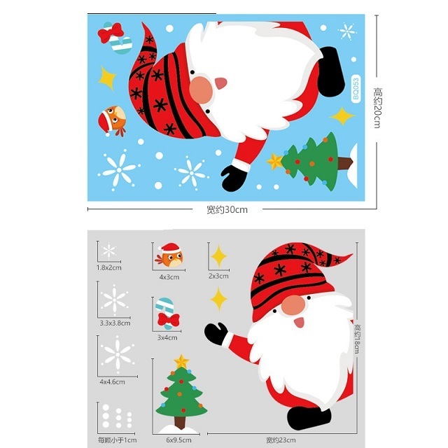 Christmas Snowman Moose Santa Claus Window Stickers Xmas Removable Decorative Window Stickers