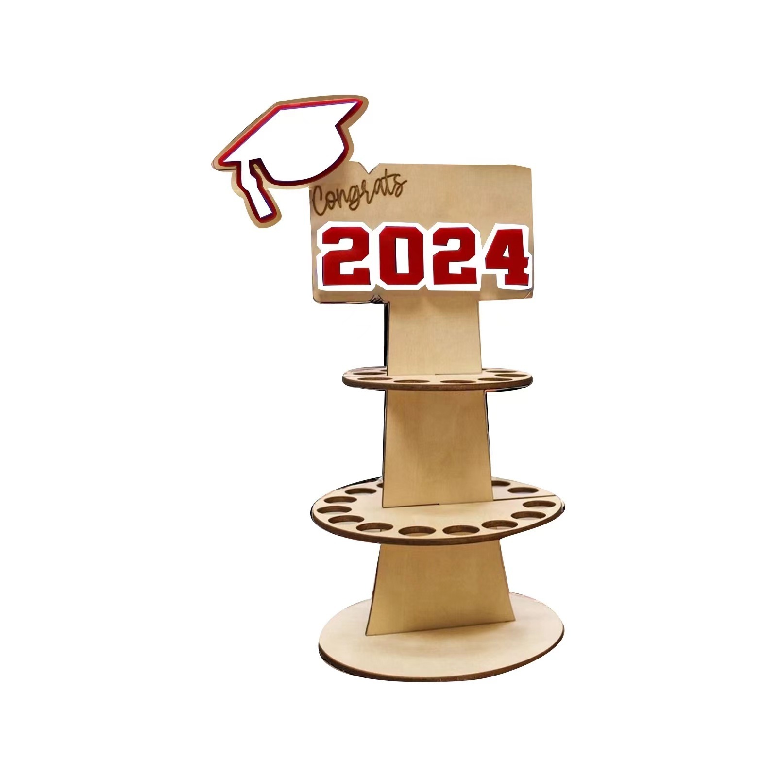 Graduation Decorations 2024 New Graduation Gift 2 Layer Wooden Money Holder Graduation Party Decoration New Product Home Decor