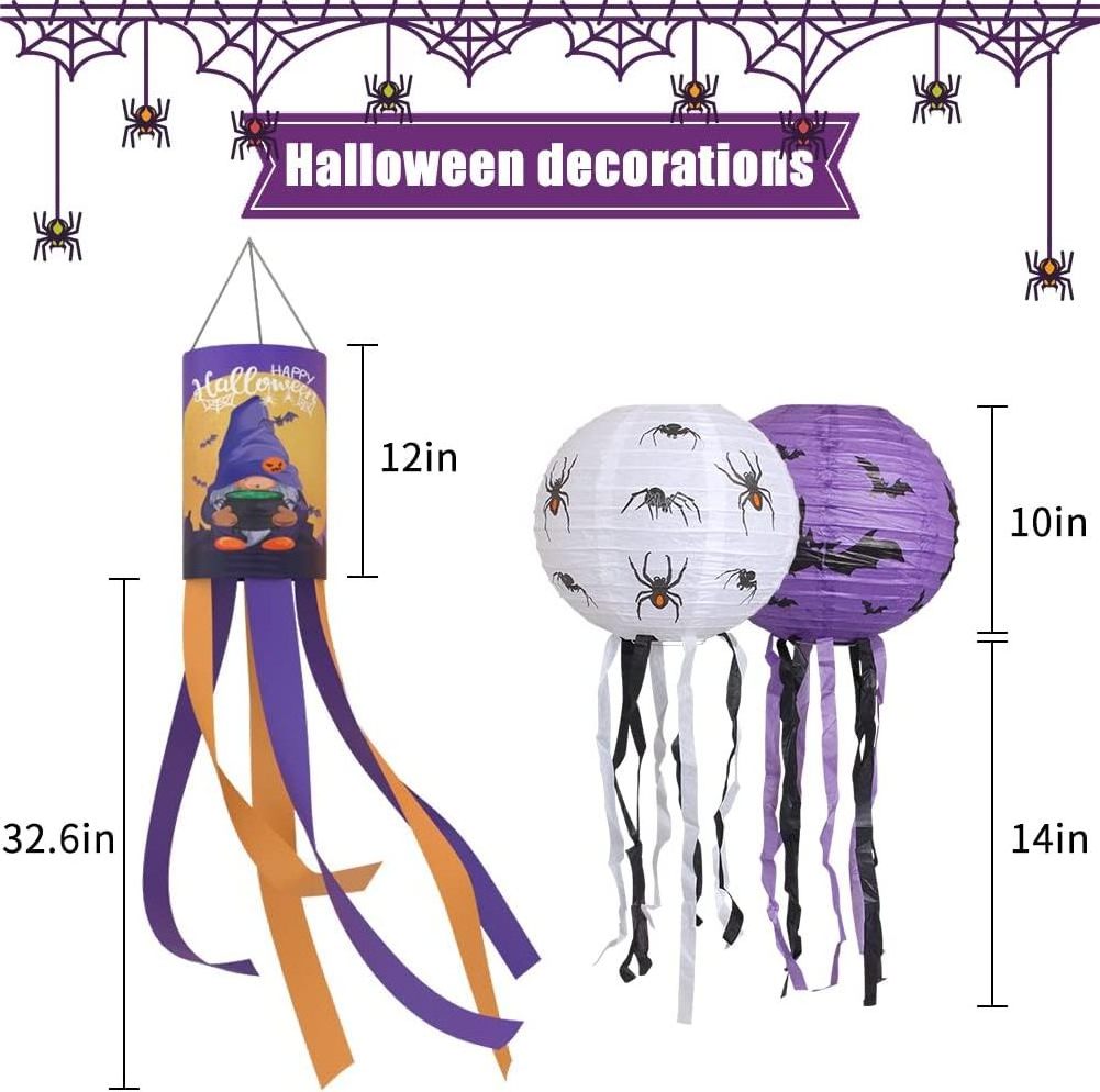 Pafu Halloween Party Decorations Hanging Spider Bat Paper Lantern Halloween Honeycomb Paper Fan Props Supplies