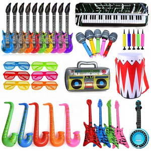 Pafu Hot Selling 90s Party Decorations Rock And Roll Toys Instrument PVC Guitar Microphones Party Inflatable Props