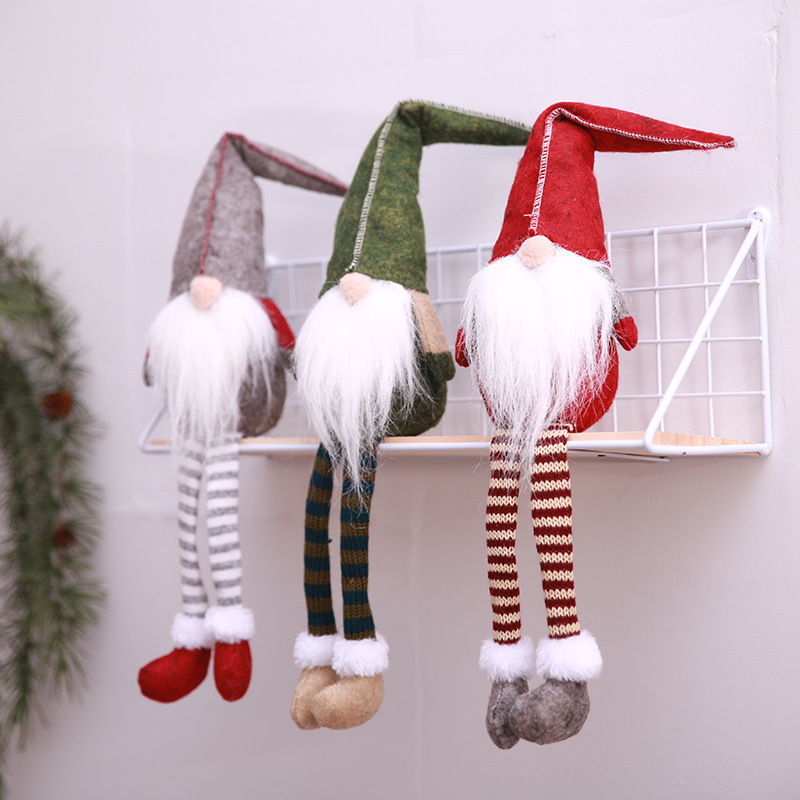 Christmas Party Decorations Faceless Hanging Leg Doll Pendants Christmas Window Ornaments Santa Gnome Doll Pendant