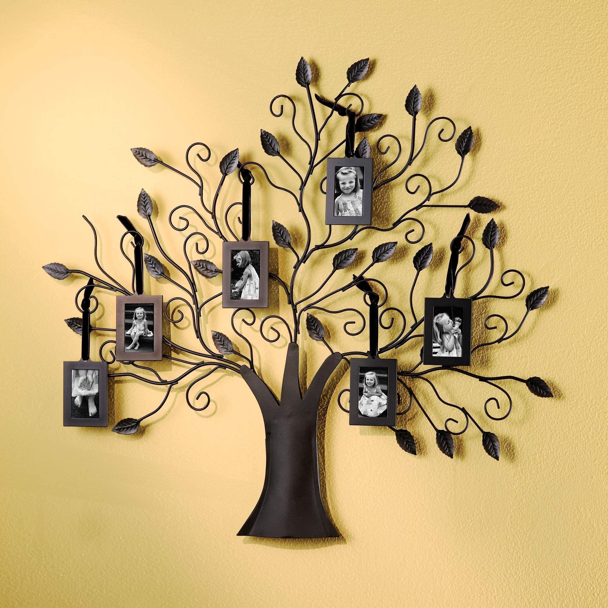 High Quality Metal Manufacturer Family Tree Picture Frames with 4 Hanging Photo Frames Wall Table Decor Gifts for Mom