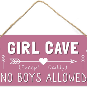 Pafu 12*6 inch MDF Room Hanging for Kids No Boys Allowed Bedroom Door HangerGirls Pink Cave Sign