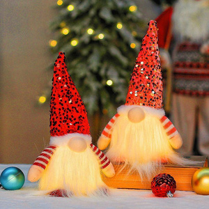 Pafu Christmas Gnome Decor Scandinavian Figurine Plush Elf Holiday Party Home Decor Swedish Dwarf Old Man Sequined Hat Figurines