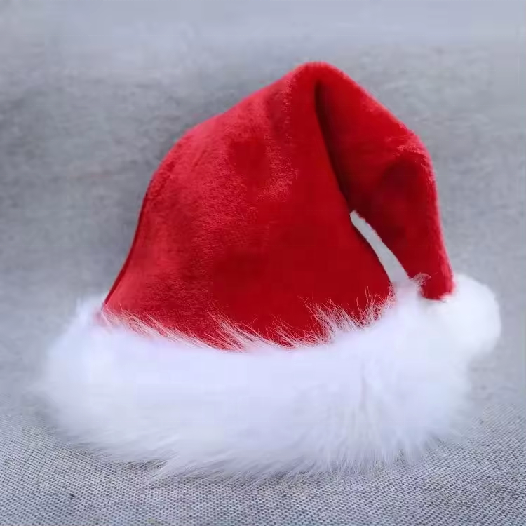 Plush Blue Santa Hat Christmas red hat for Kids  Adults