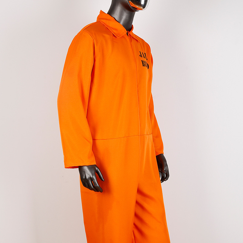 Pafu Halloween Cosplay Costume Decor Adult Jailbird Criminal Cosplay Costume Halloween Prisoner Overalls Costume