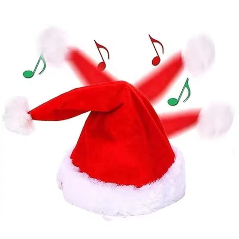 Electric Christmas Hats New Singing and Dancing Electric Santa Hat Plush Funny Swing Moving Santa Hat