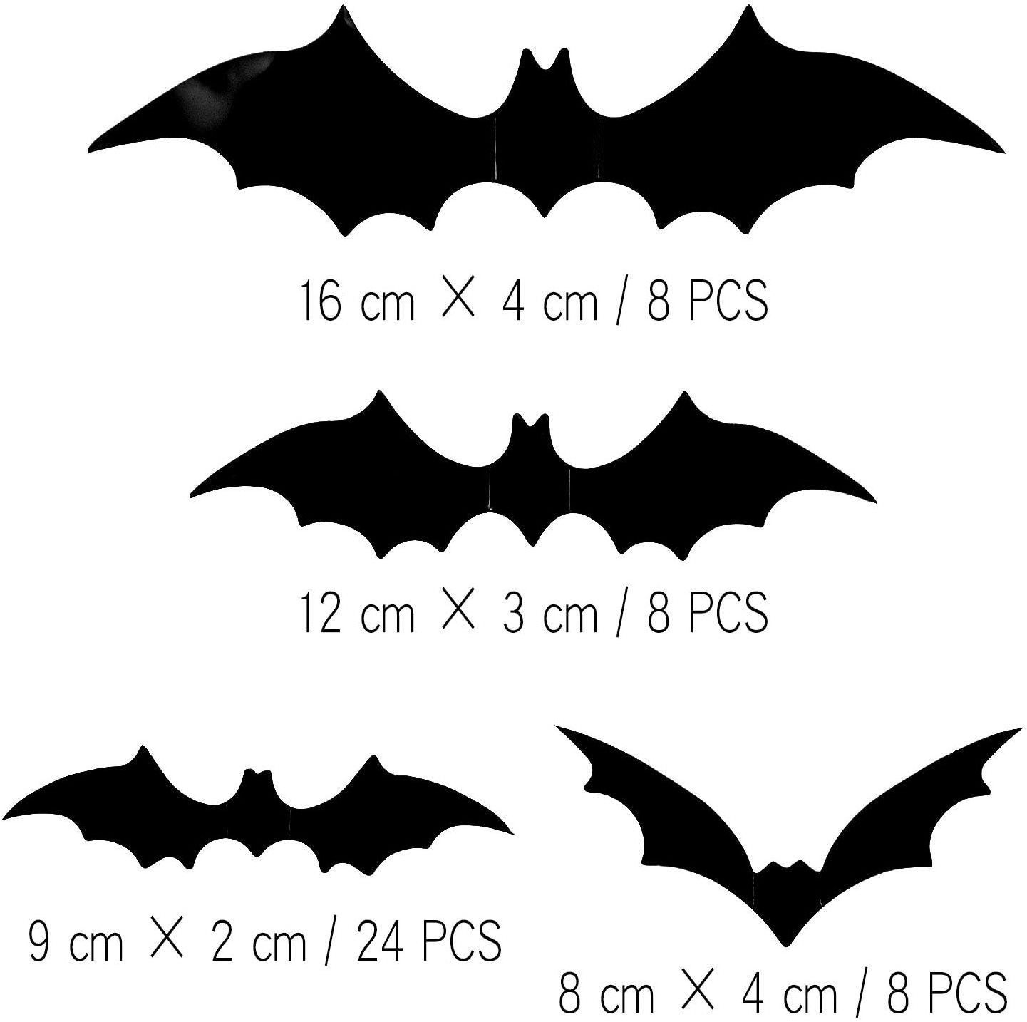 Pafu halloween party supplies 3D black bat stickers plastic pvc bat decals for halloween home wall window decorations