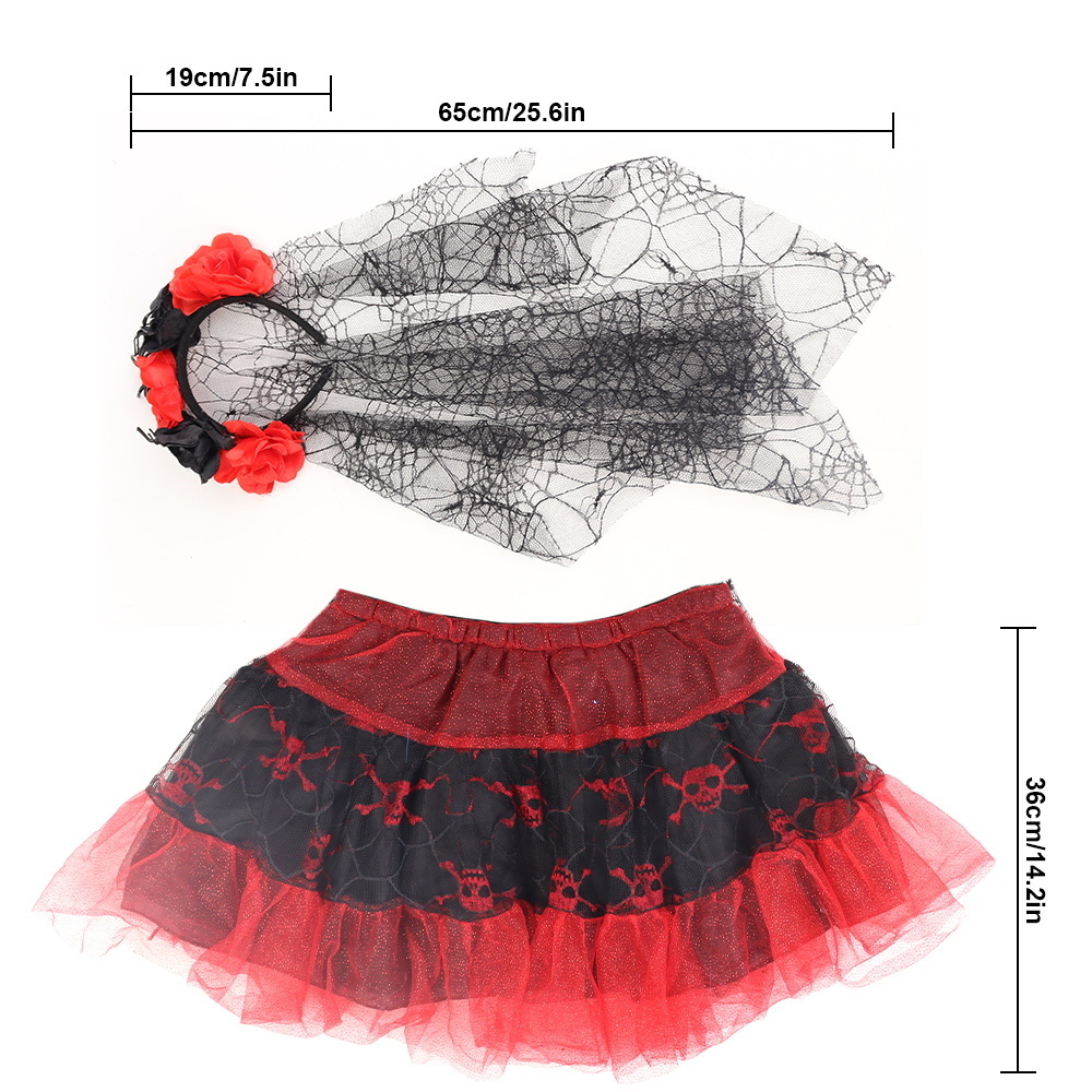 Halloween Costume Kid children's costumes Cosplay Ghost Bride Costume Skirt Headband Girls' dresses for kids Mesh Dresses