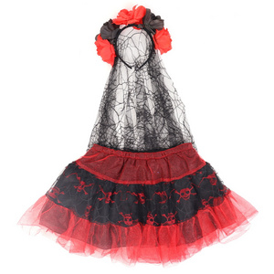 Halloween Costume Kid children's costumes Cosplay Ghost Bride Costume Skirt Headband Girls' dresses for kids Mesh Dresses