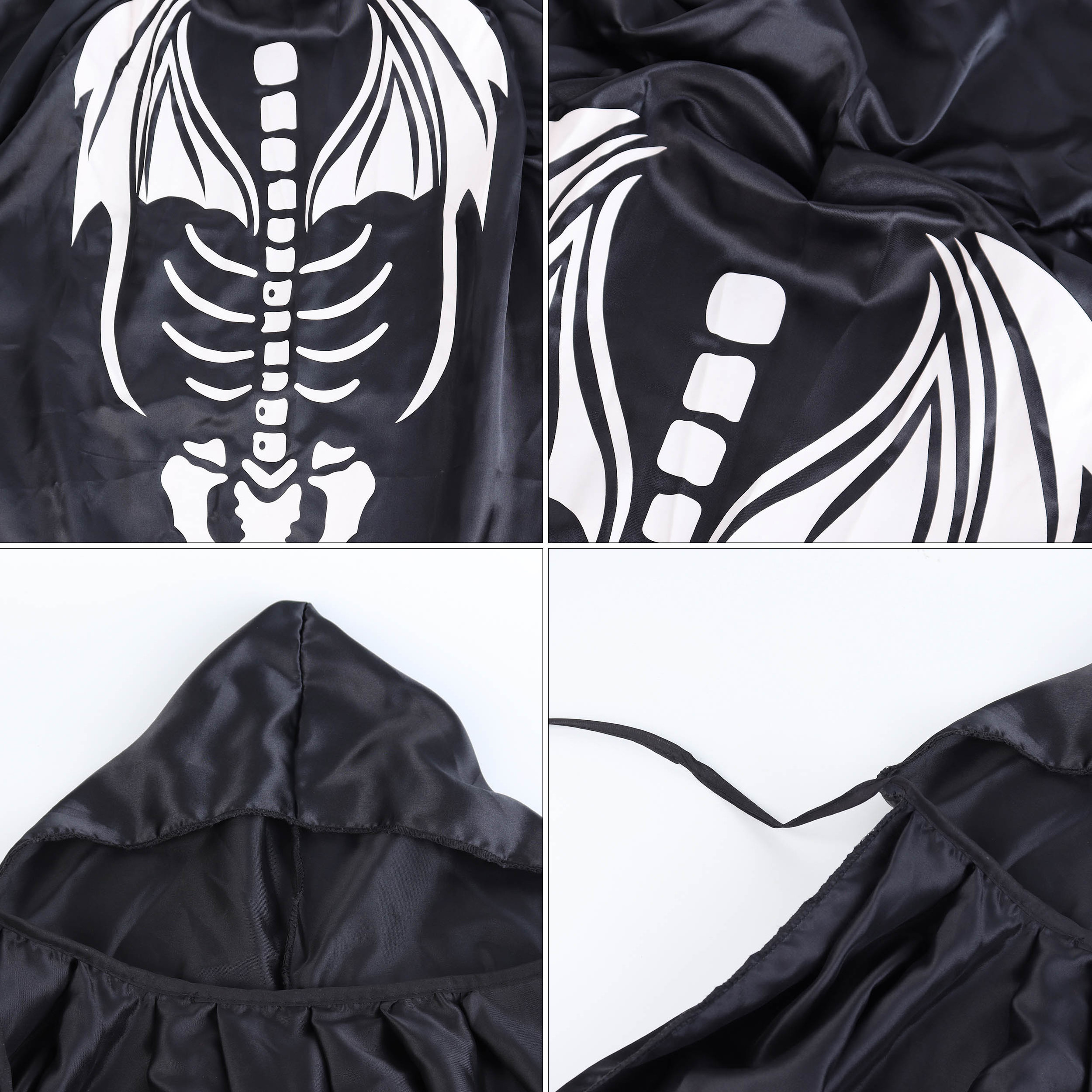 Pafu Halloween Party Costume Skeleton Cape black ghost costume for children&adult Halloween Cosplay Costume Hooded Cloak